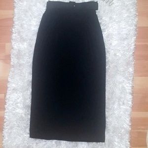 Chaus Black Belted Midi Pencil Skirt Size 4
